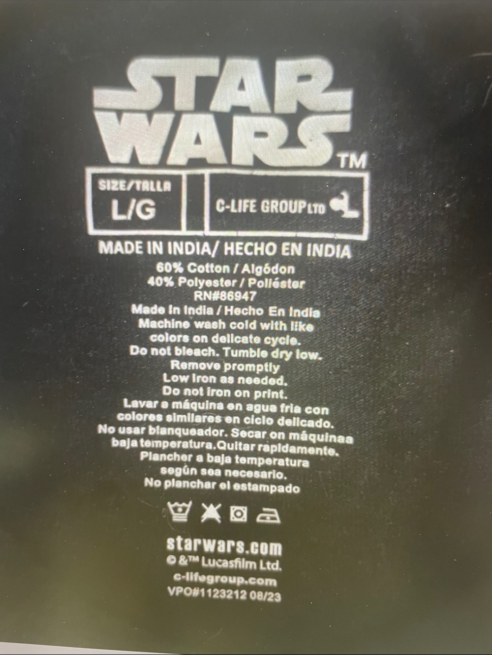 Star Wars Black Tee with Multicolor Logo - Picture 3 of 5